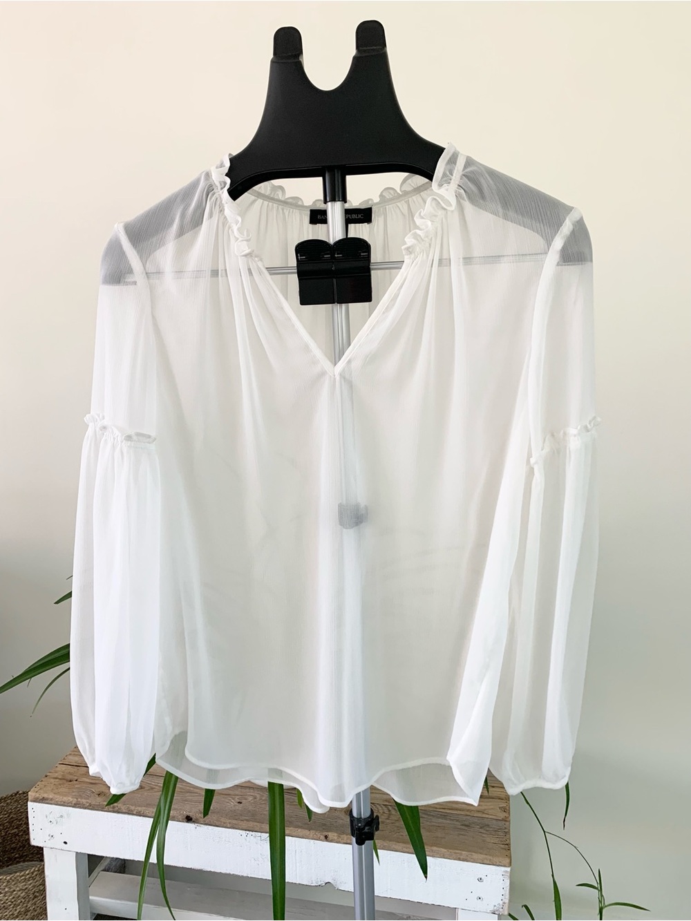 Banana Republic Sheer Long-Sleeve Peasant Top